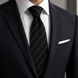 Classic Black & Gold Fine Stripe Tie