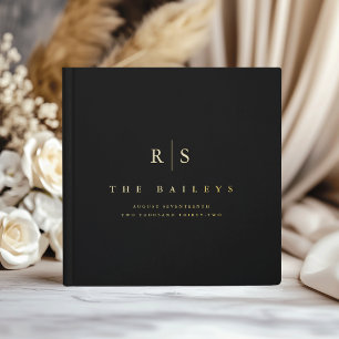 Classic Black & Gold Monogram Wedding Guest Book