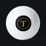 Classic Black & Gold Monogrammed  Golf Balls<br><div class="desc">A modern,  minimalist design with a black background and a gold-coloured border and a letter in the centre that you can personalise with your initial. This would make a great Father's Day gift or a birthday or Christmas present as well !</div>