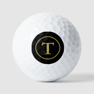 Classic Black & Gold Monogrammed Golf Balls