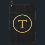 Classic Black & Gold Monogrammed  Golf Towel<br><div class="desc">A modern,  minimalist design with a black background and a gold-coloured border and a letter in the centre that you can personalise with your initial. This would make a great Father's Day gift or a birthday or Christmas present as well !</div>