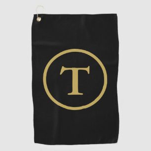 Classic Black & Gold Monogrammed Golf Towel