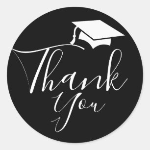 Classic Black    Graduation Cap Classic Round Sticker