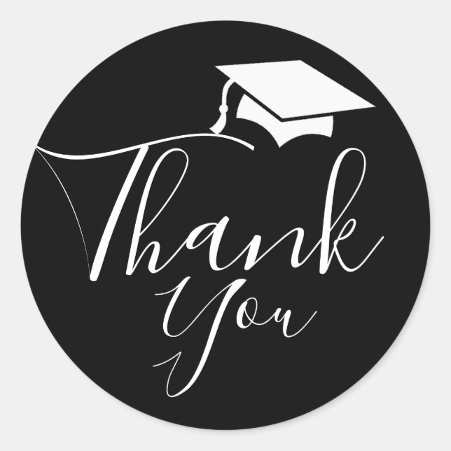 Classic Black |  Graduation Cap Round Sticker (Front)