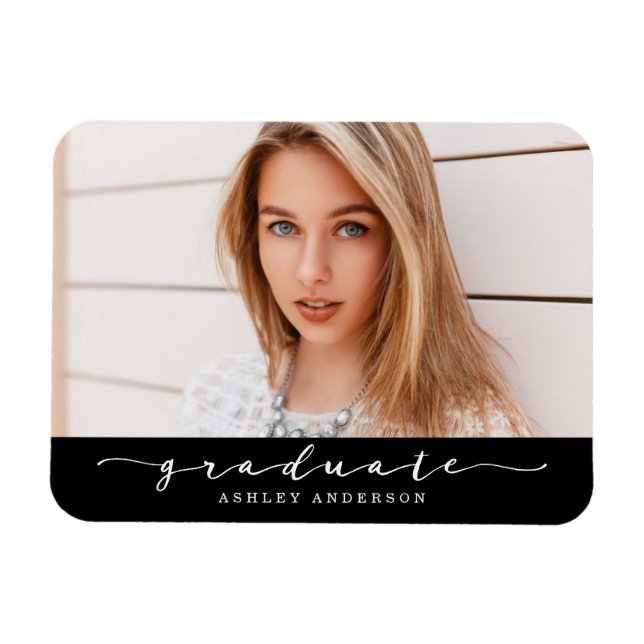 Classic Black Graduation Photo Magnet (Horizontal)