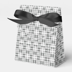 Classic Black & Grey Plaid Tent Favour Box
