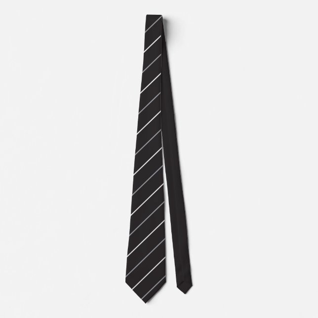 Classic Black Grey White Stripe Pattern  Tie (Front)