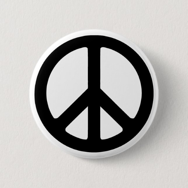 Classic Black Groovy Peace Symbol 6 Cm Round Badge (Front)