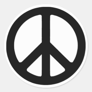 Classic Black Groovy Peace Symbol Round Sticker