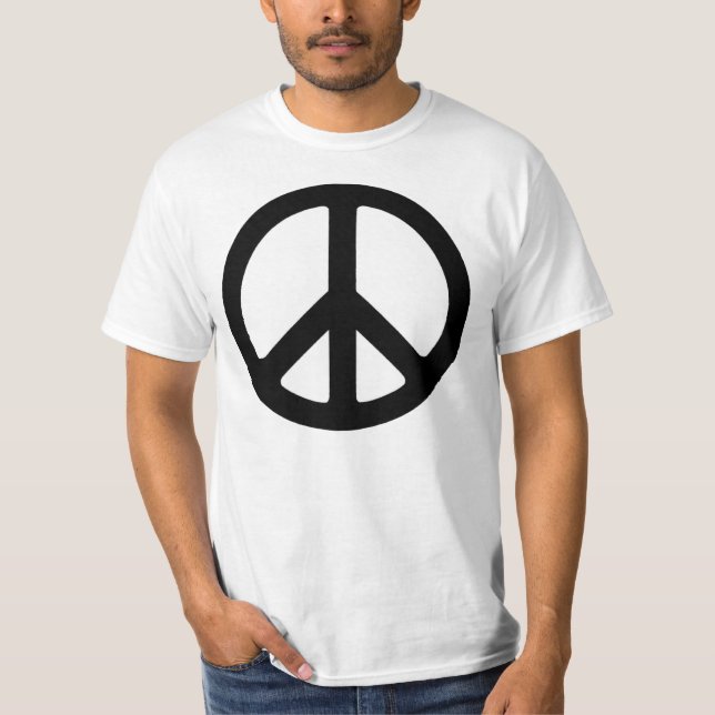 Classic Black Groovy Peace Symbol T-Shirt (Front)