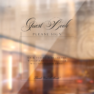 Classic Black Guest Book Transparent Decal Sign