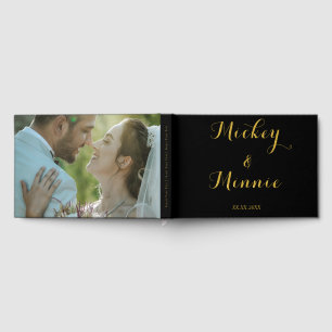 Classic Black Guest Book with Custom Text & Photo