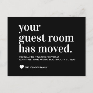 Classic Black Guest Room Moved Moving Announcement Postcard