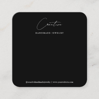 Classic Black Handwritten Script Jewelry Display Square Business Card