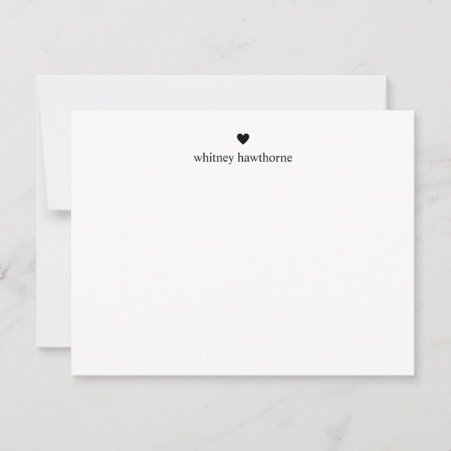 Classic Black Heart Stationery Simple Minimalist  Card (Front)