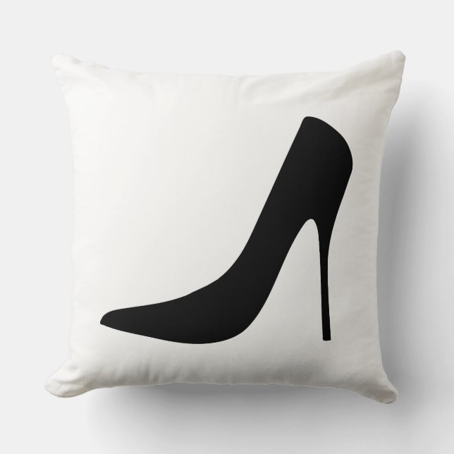 CLASSIC BLACK HIGH HEELS AND POLKA DOTS CUSHION (Front)
