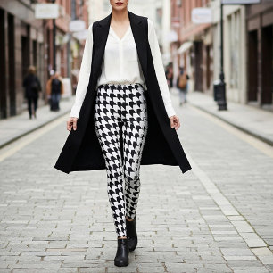 Classic black houndstooth pattern leggings