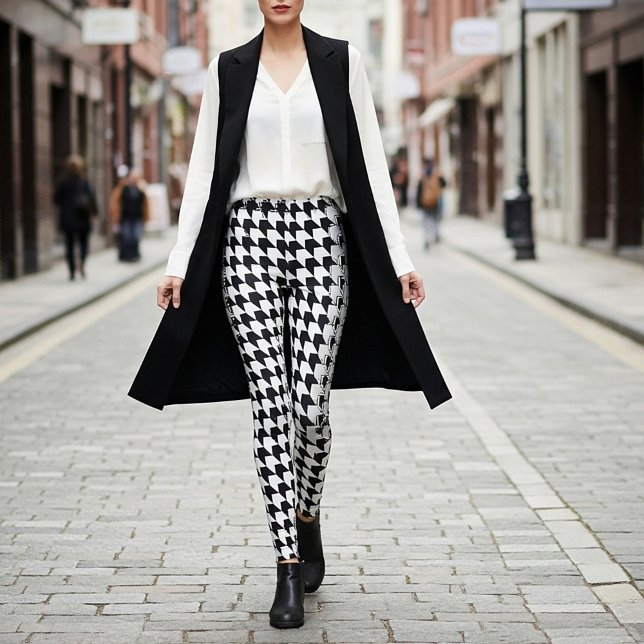 Classic black houndstooth pattern leggings (Creator Uploaded)