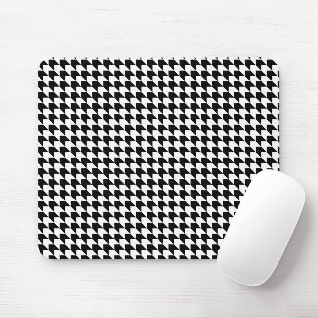 Classic black houndstooth pattern mouse pad (With Mouse)
