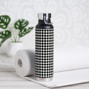 Classic black houndstooth pattern water bottle