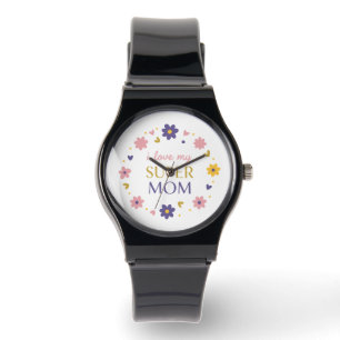 Classic Black I Love My Super Mom Everyday Watch
