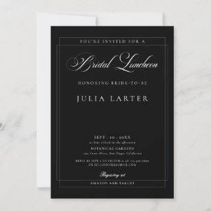 Classic Black Ivory Calligraphy Bridal Luncheon Invitation