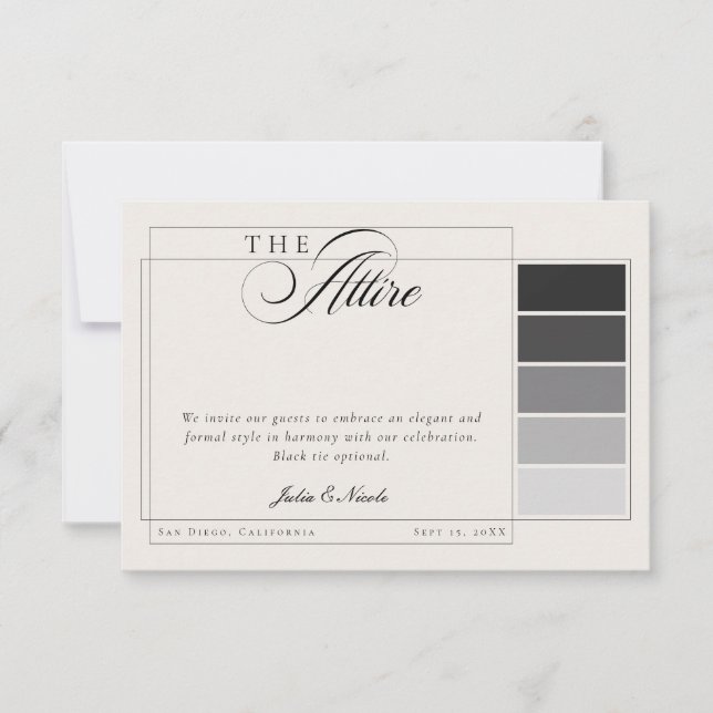 Classic Black Ivory Calligraphy Formal Attire Code Invitation (Front)