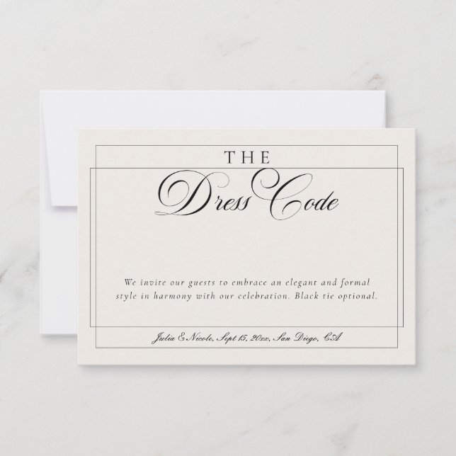 Classic Black Ivory Calligraphy Formal Dress Code Invitation (Front)