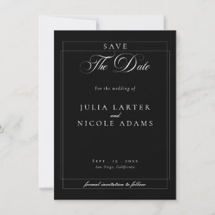 Classic Black Ivory Calligraphy Photo Wedding Save The Date