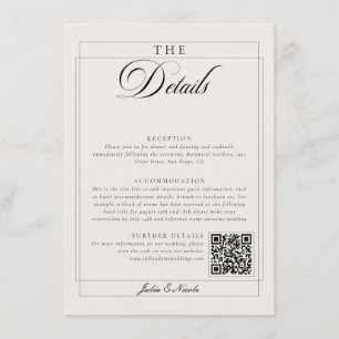 Classic Black Ivory Calligraphy QR Code Details Enclosure Card