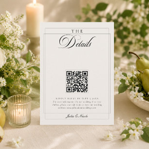 Classic Black Ivory Calligraphy QR Code Details Enclosure Card