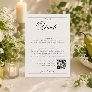 Classic Black Ivory Calligraphy QR Code Details Enclosure Card