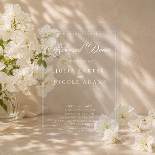 Classic Black Ivory Calligraphy Rehearsal Dinner Acrylic Invitations