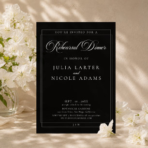 Classic Black Ivory Calligraphy Rehearsal Dinner Acrylic Invitations