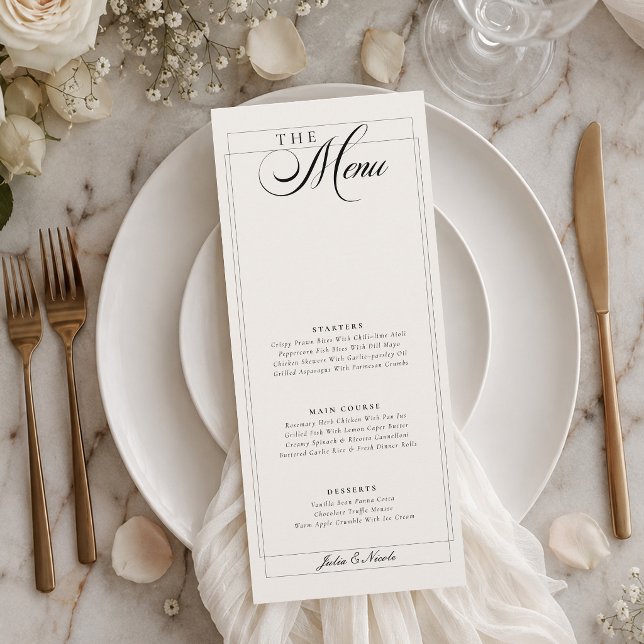 Classic Black Ivory Calligraphy Wedding Menu (Creator Uploaded)