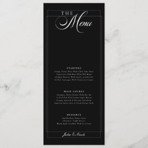 Classic Black Ivory Calligraphy Wedding Menu