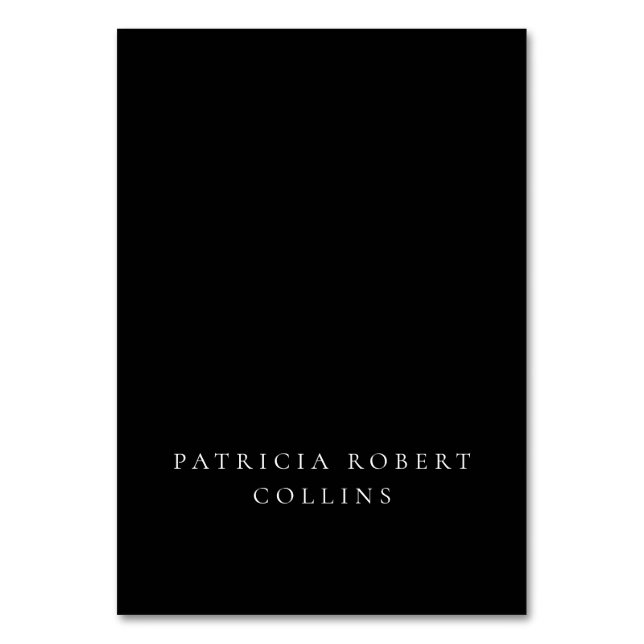 Classic Black Ivory Calligraphy Wedding Place Card (Front)