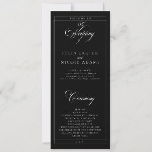 Classic Black Ivory Calligraphy Wedding Program