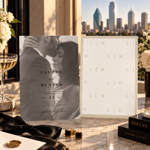 Classic Black Ivory Photo Editorial Minimalist Invitation
