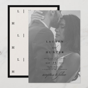 Classic Black Ivory Photo Editorial Minimalist Invitation
