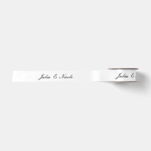 Classic Black Ivory Wedding Custom Name Satin Ribbon