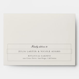Classic Black Ivory White Calligraphy Wedding Envelope