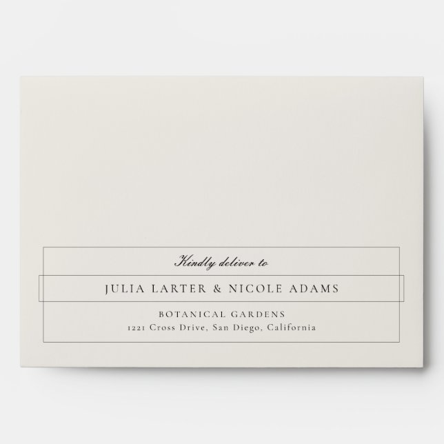 Classic Black Ivory White Calligraphy Wedding Envelope (Front)