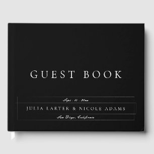 Classic Black Ivory White Calligraphy Wedding Guest Book