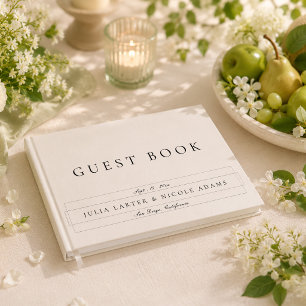 Classic Black Ivory White Calligraphy Wedding Guest Book