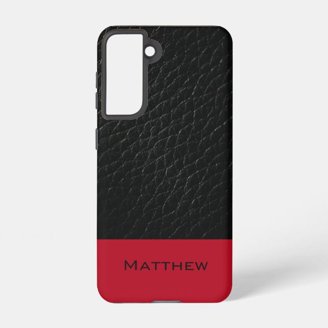 Classic Black Leather Inspired Phone Cover (Back)