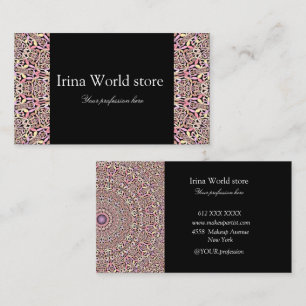 Classic Black Mandala with pink and black  Business Card