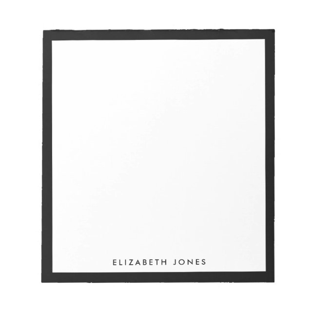 Classic Black Minimalist Modern Stylish Border Notepad (Front)