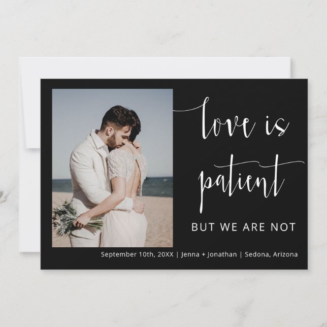 Classic Black Modern Minimalist Photo Elopement Invitation (Front)