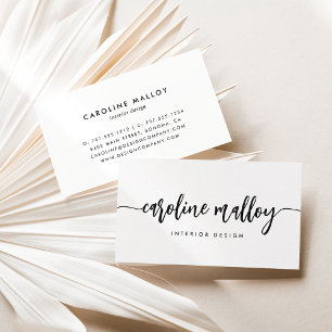 Classic Black Modern Signature Script Business Card